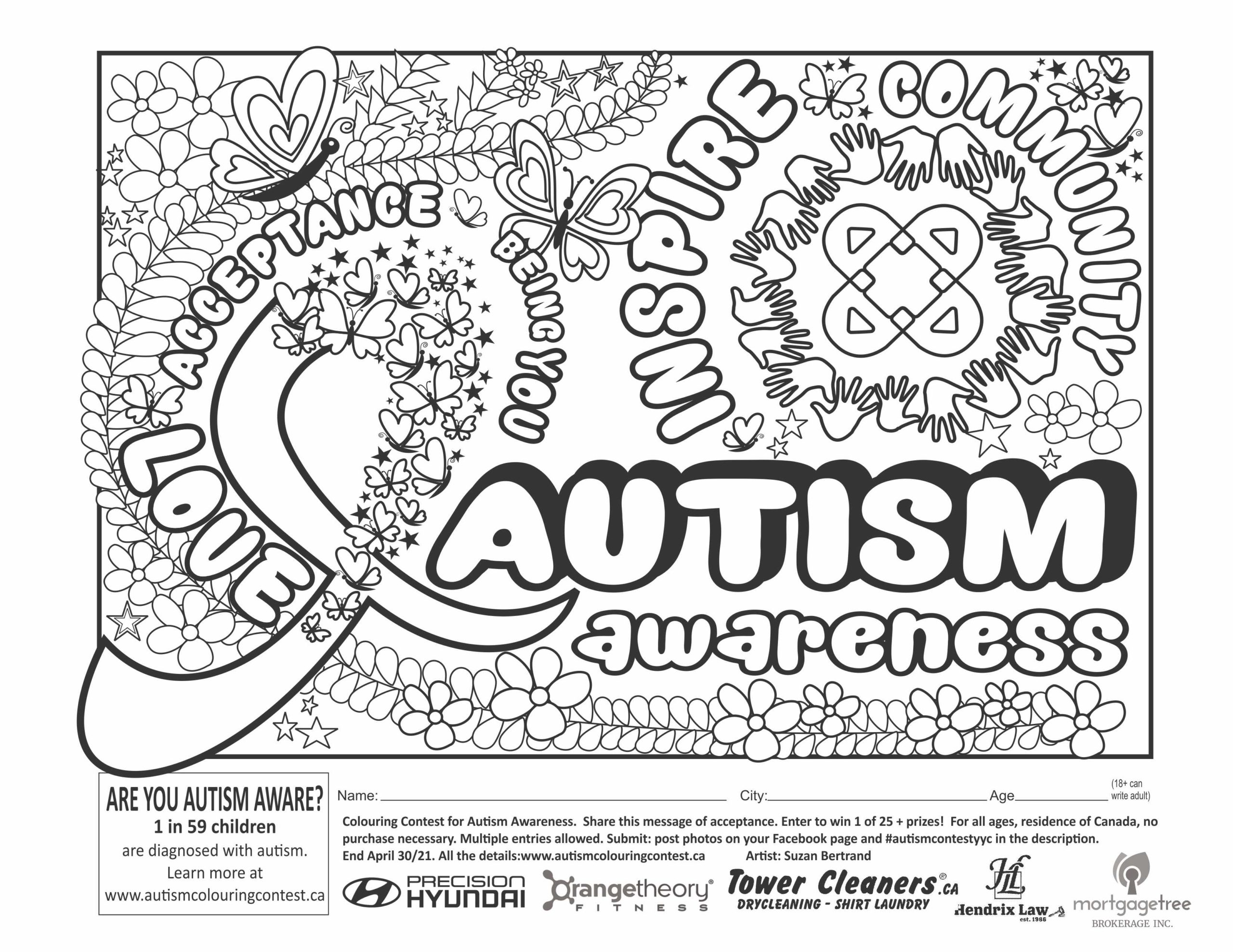 Autism awareness coloring contest
