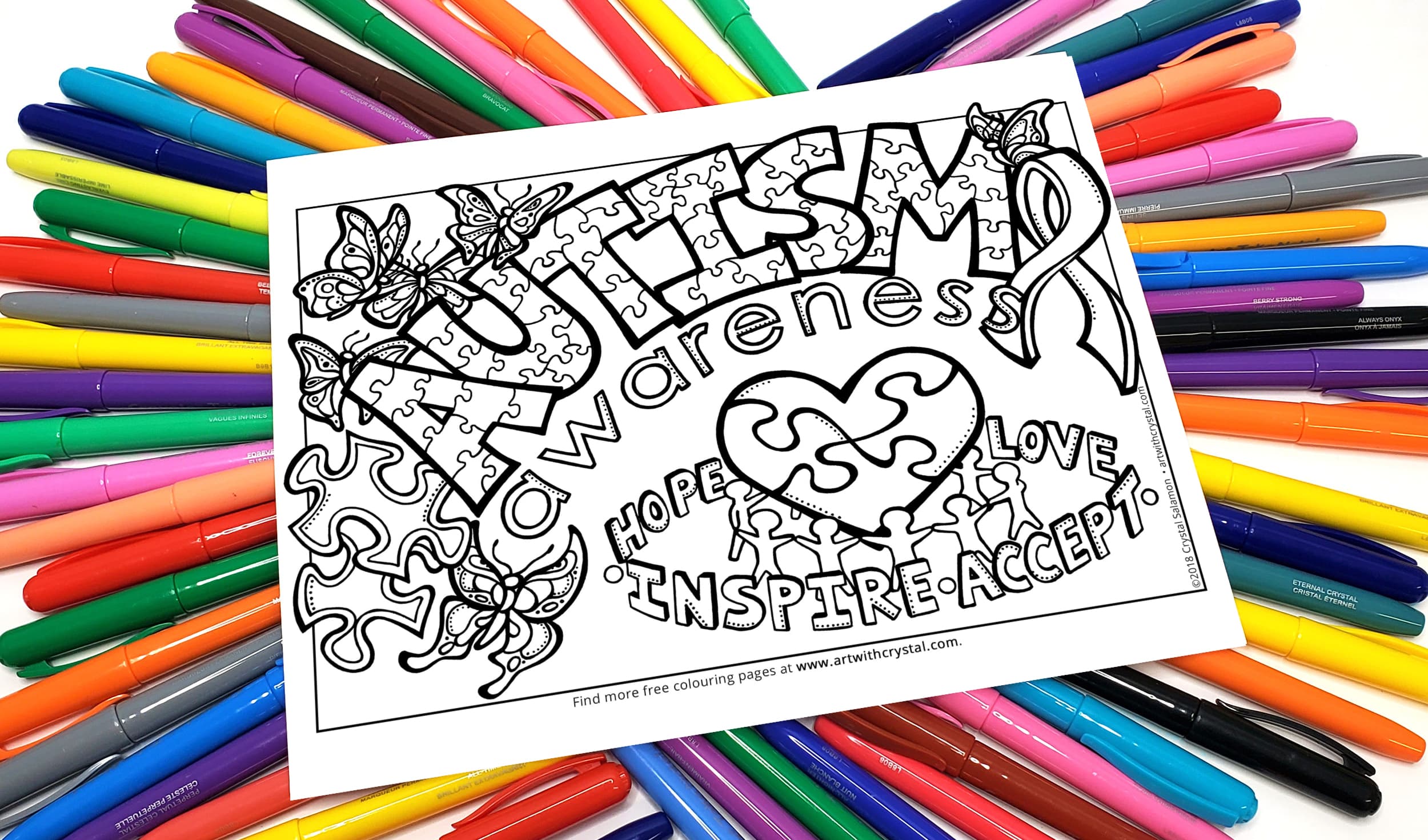 Autism awareness free colouring page