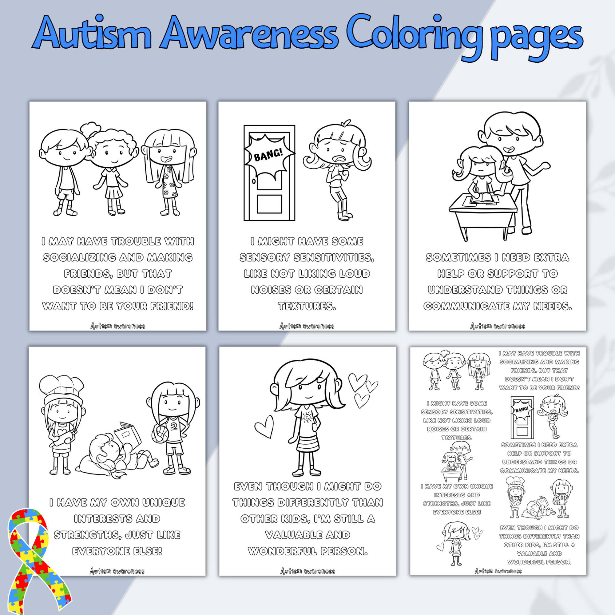 Autism awareness coloring pages coloring pages autism sign neurodiversity kids activities made by teachers
