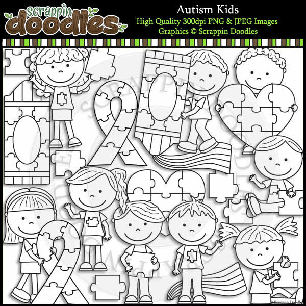 Autism awareness clip art â scrappin doodles