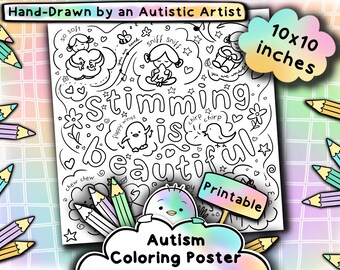 Autism coloring page digital neurodiversity activity sheet journal printables special needs kids gift autism digital download colouring download now