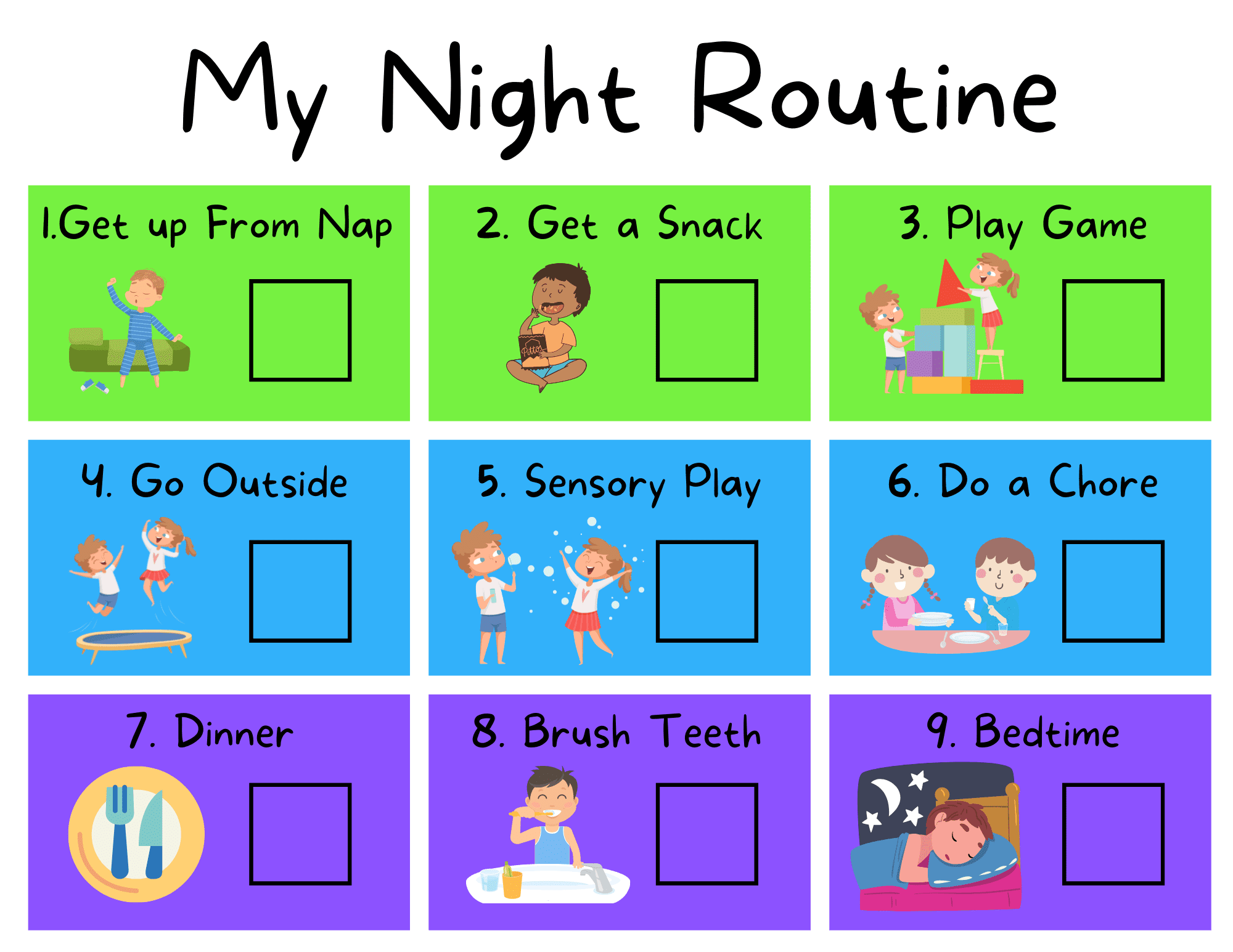 Free visual schedule templates for autism picture schedules for home activities