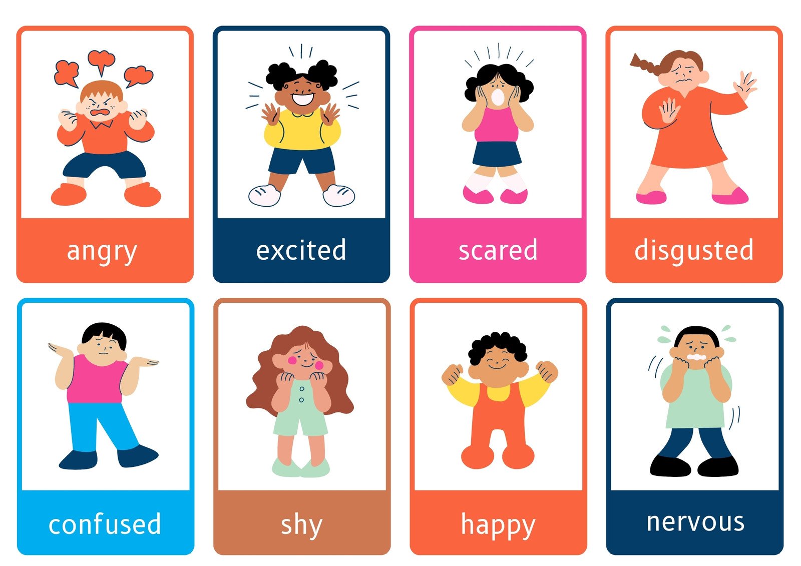 Free printable custom emotions flashcard templates