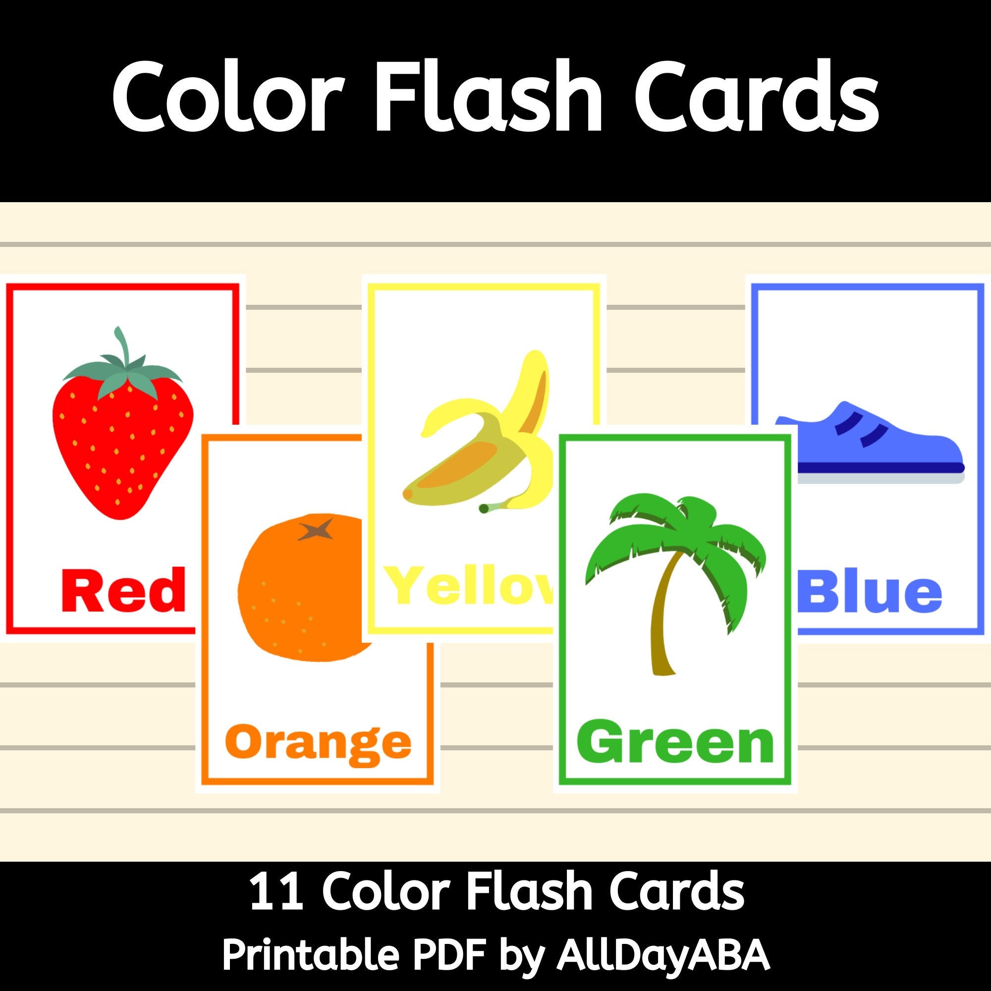 Color flash cards flashcards for identifying colors in preschool aba therapy speech therapy and special education