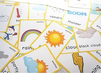 Set of clothing and weather flash cards for toddlers kids learning flashcard montessori pocket cards toys perfect for pre