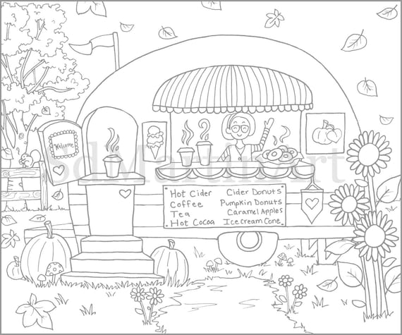 Printable autumn coloring page