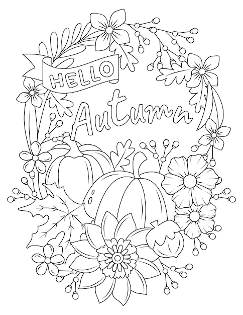 Premium vector hello autumn coloring page autumn vegetables coloring page