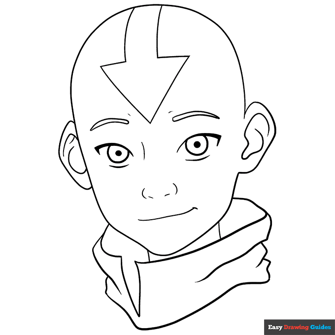 Aang from avatar the last airbender coloring page easy drawing guides