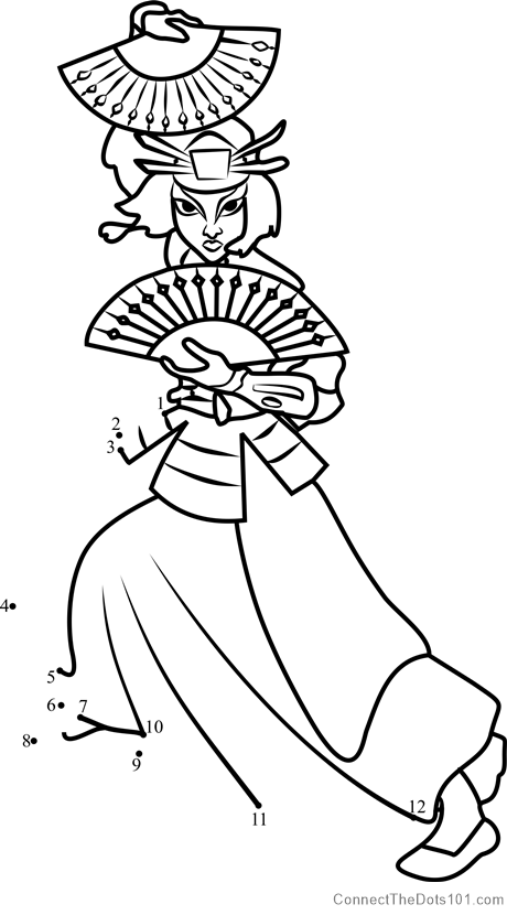 Suki from avatar the last airbender dot to dot printable worksheet