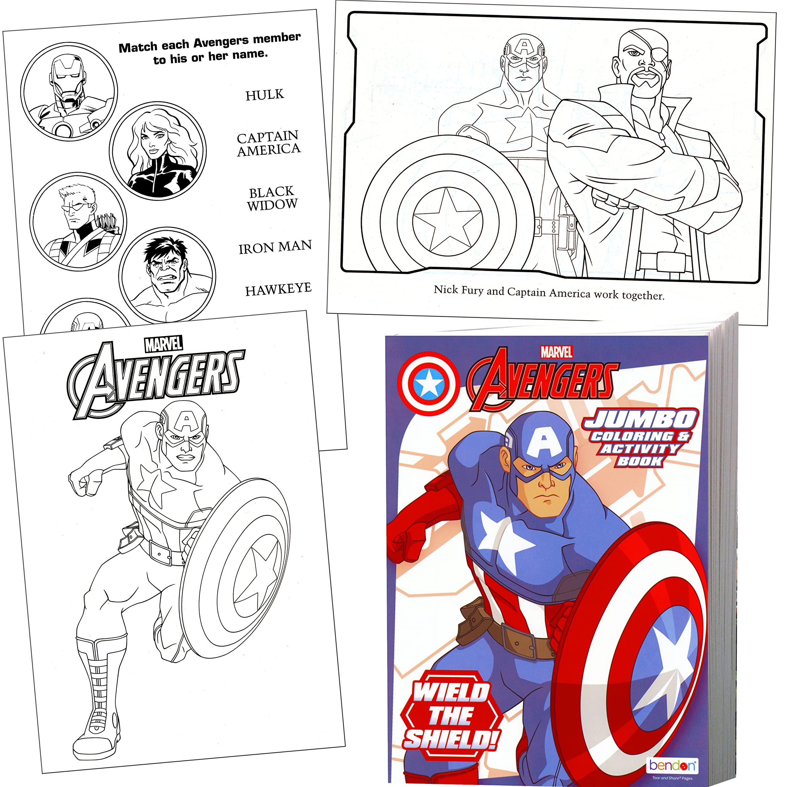 Marvel captain america coloring book with captain america stickers captain america iron man hulk and more toys games