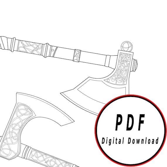 Valhalla double axe template pattern movie blueprint pdf digital donwload vector printable cosplay costume larp pdf