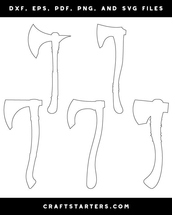 Viking axe outline patterns dfx eps pdf png and svg cut files