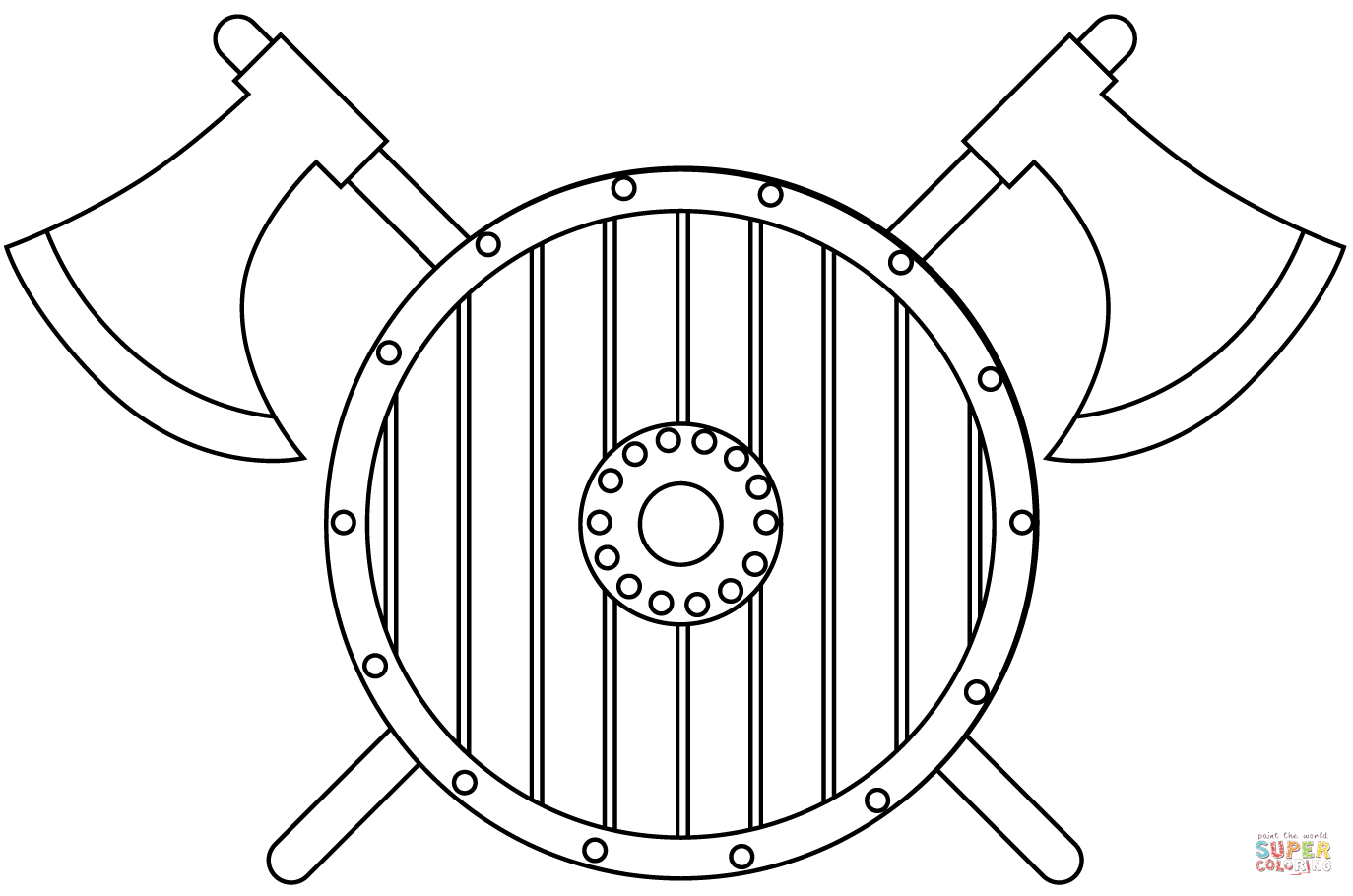 Viking shield and axe coloring page free printable coloring pages