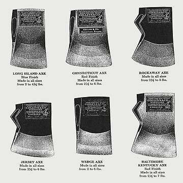 Collins co axe heads and labels antique catalogue sketches art board print for sale by wanderlust designs