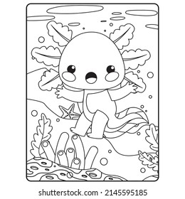Axolotl coloring pages kids stock vector royalty free