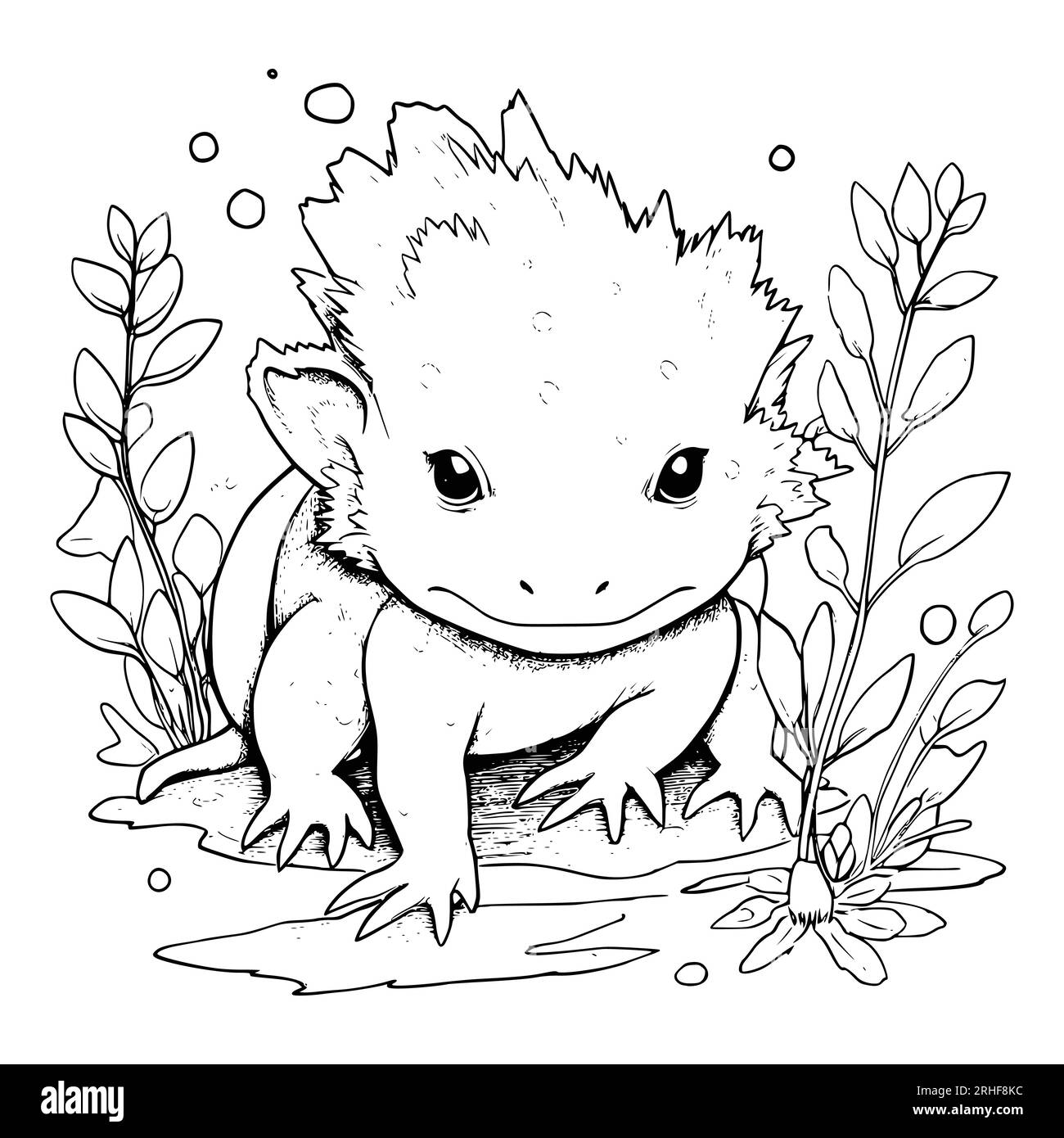Axolotl coloring page drawing for kids stock vector image art