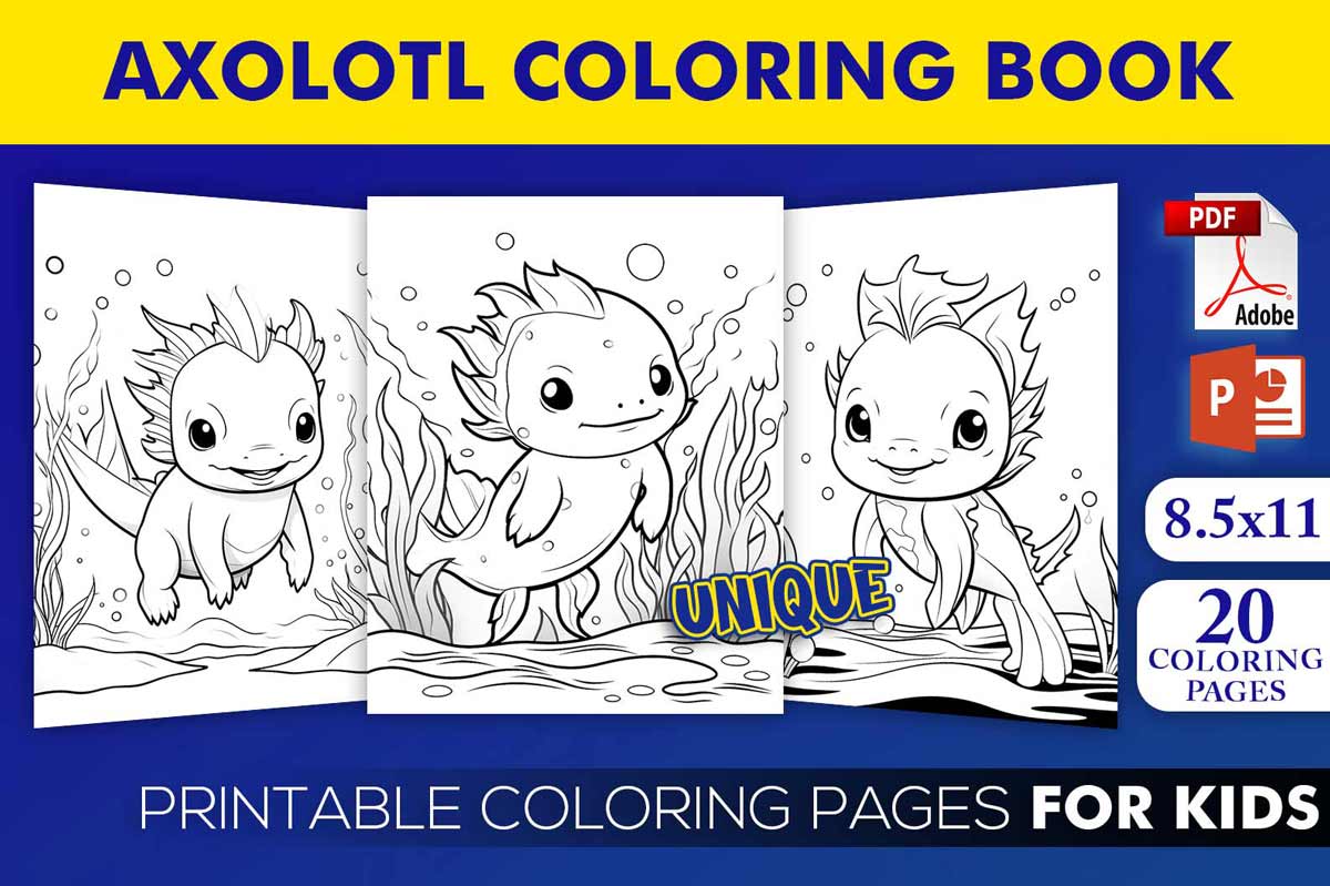 Printable axolotl coloring pages for kids