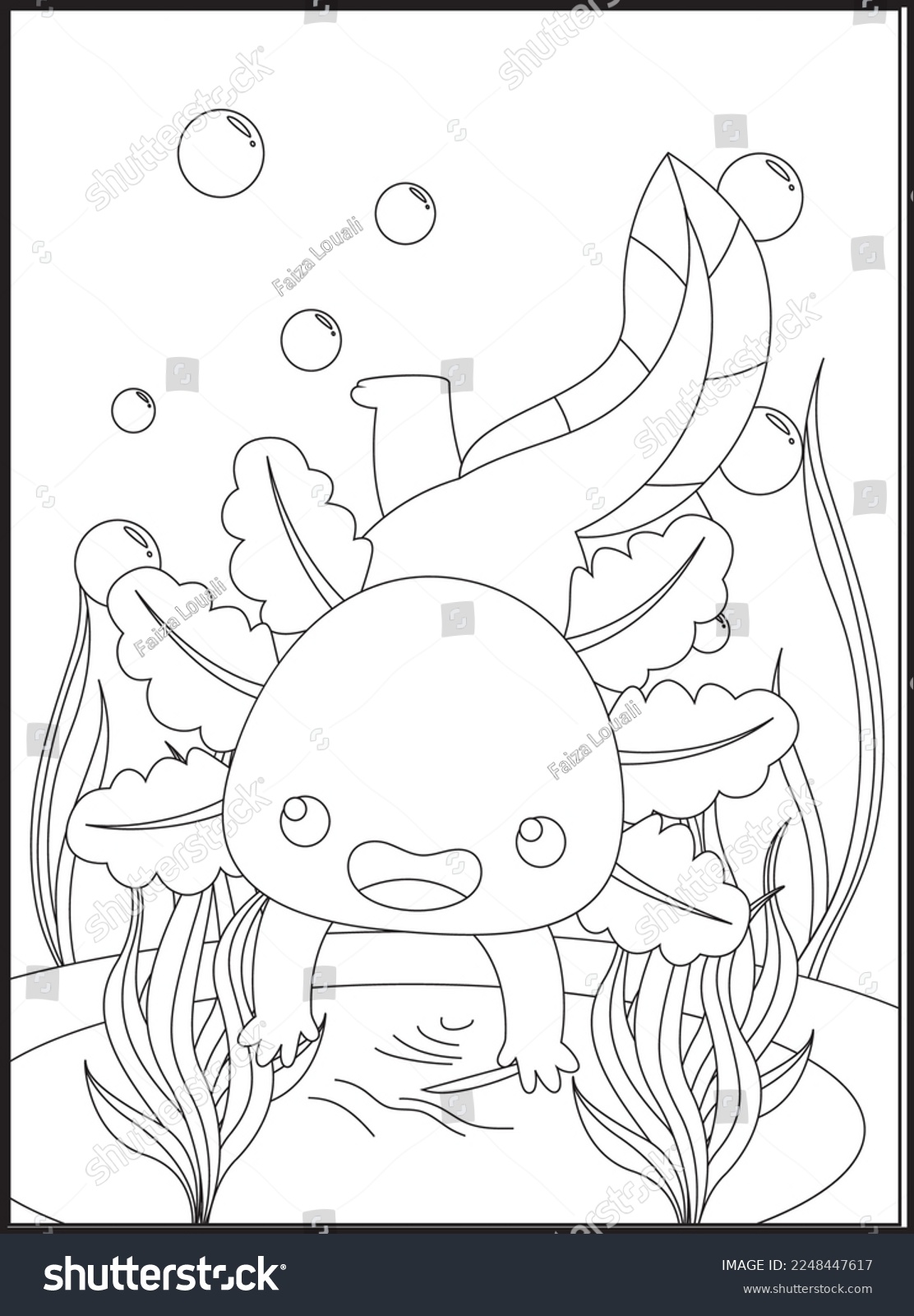 Axolotl coloring pages kids stock vector royalty free