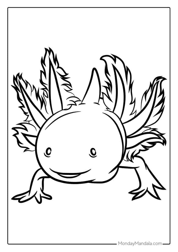 Axolotl coloring pages free pdf printables
