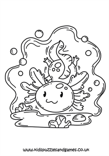 Axolotl swimming louring page