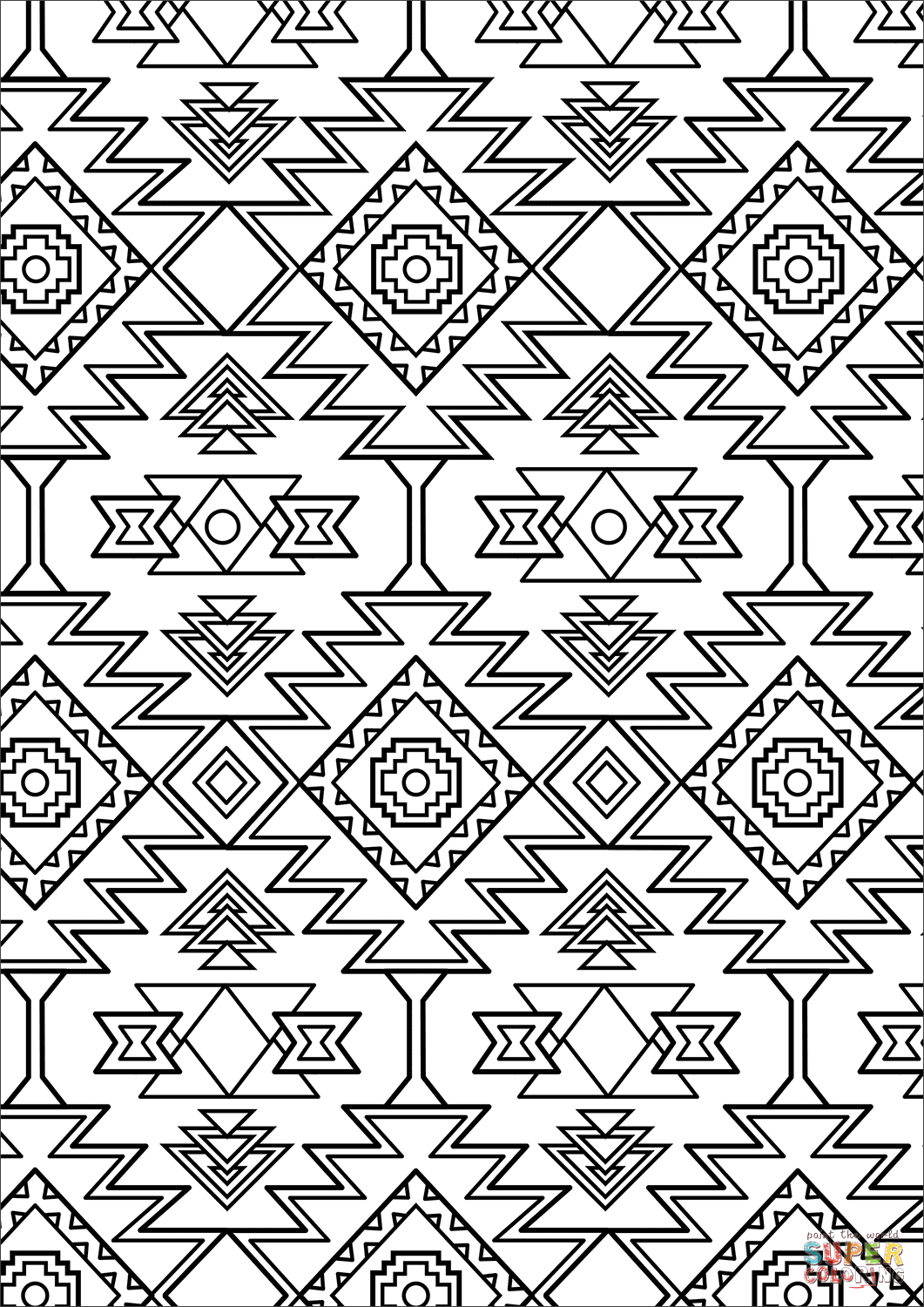Aztec pattern coloring page free printable coloring pages
