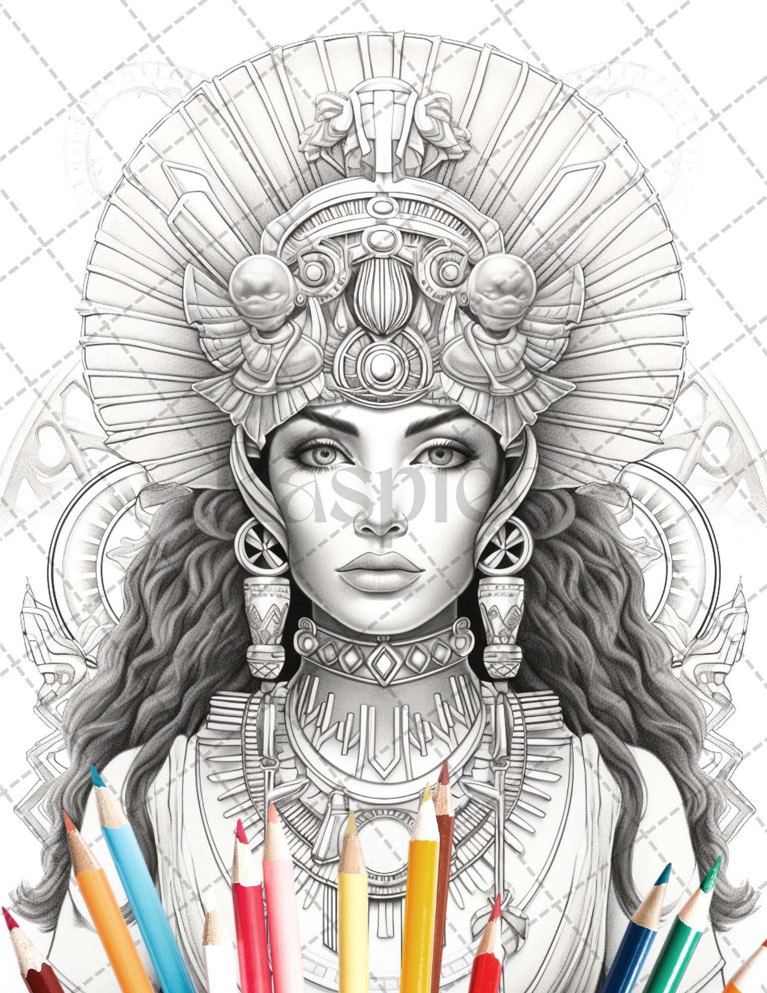Ancient egyptian queens coloring book printable for adults graysca â coloring