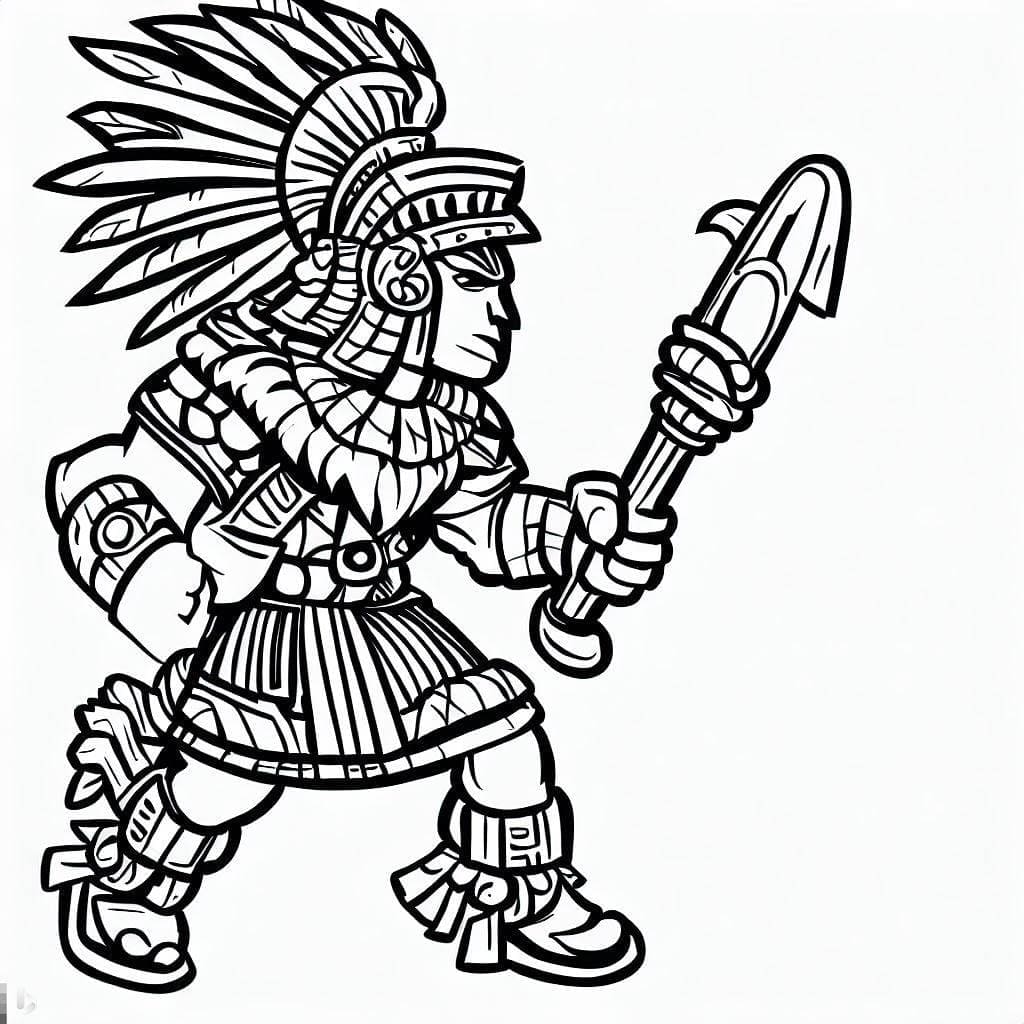 Aztec warrior coloring page