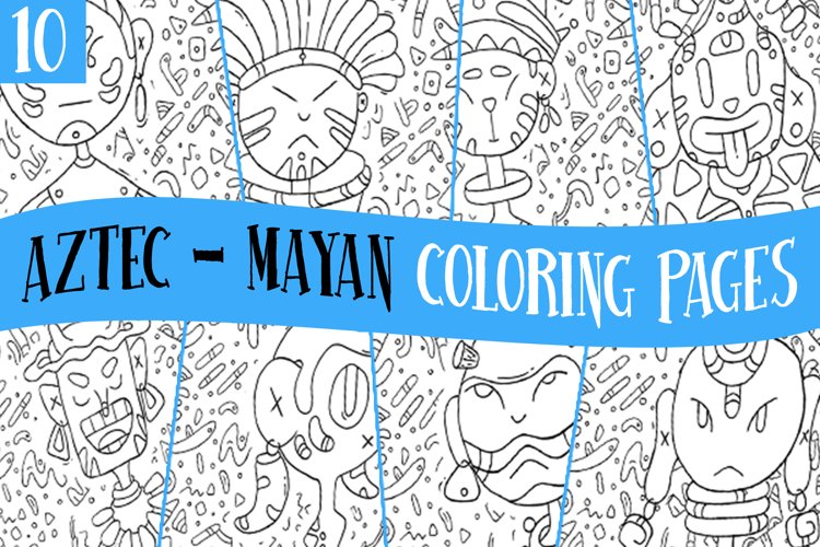 Ancient aztec mayan coloring pages for kids png