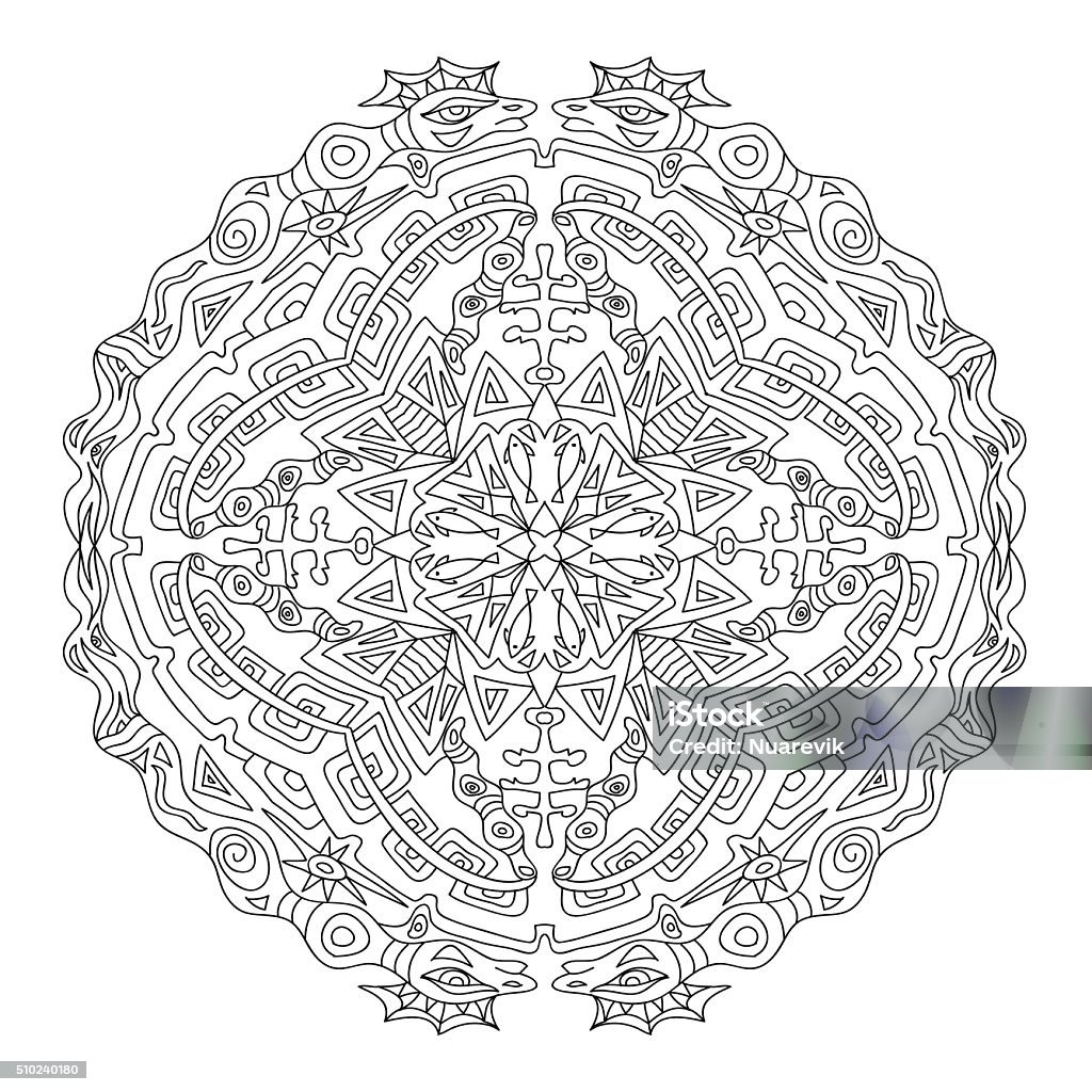 Aztec mandala coloring page stock illustration
