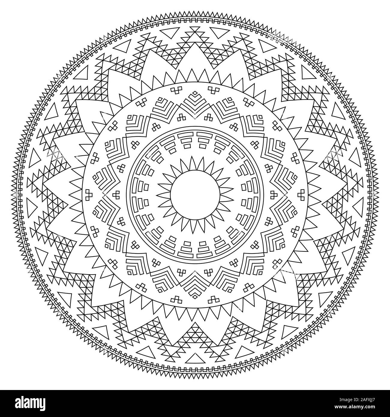 Aztec mandala vector design with stroke