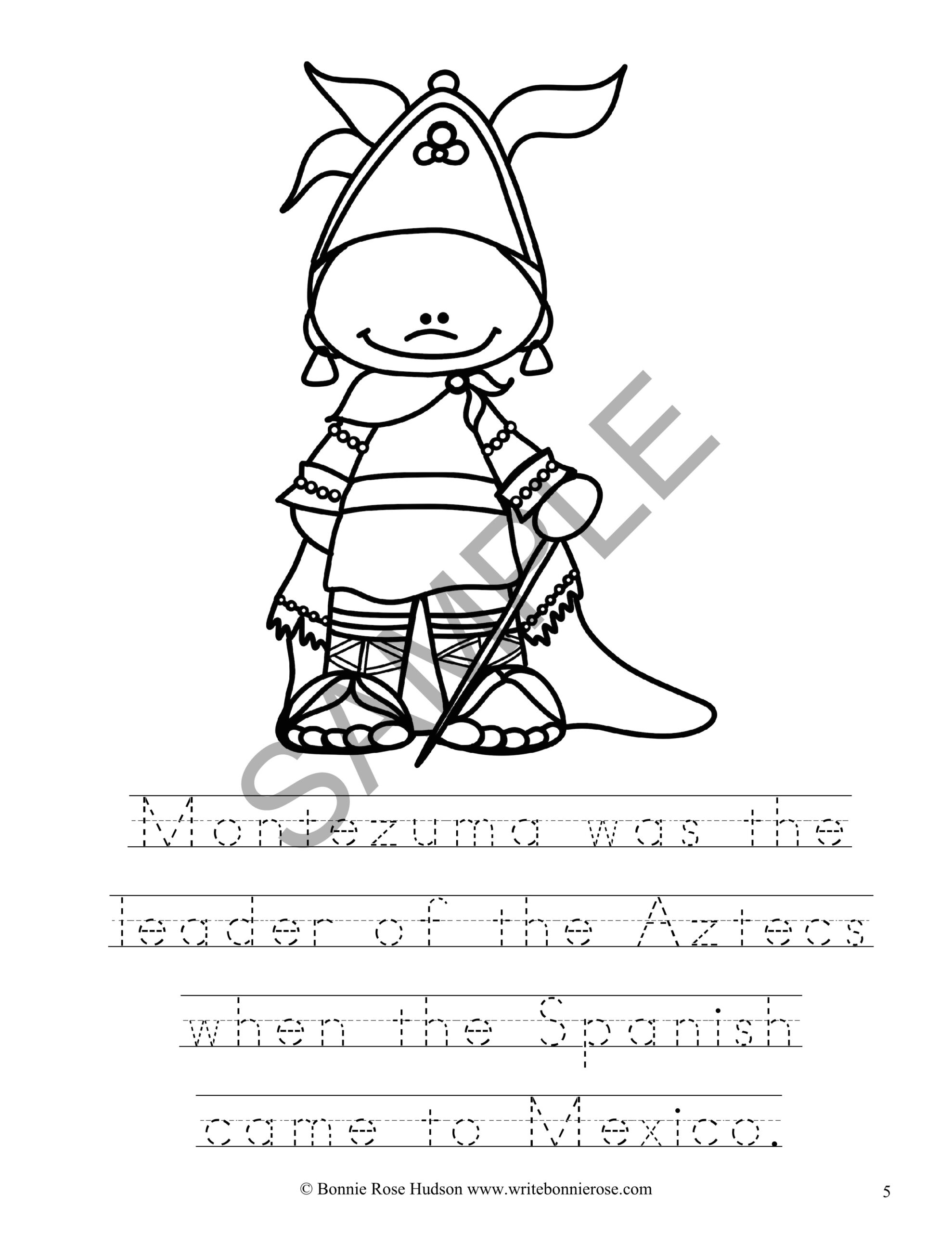 Ancient history coloring book aztec