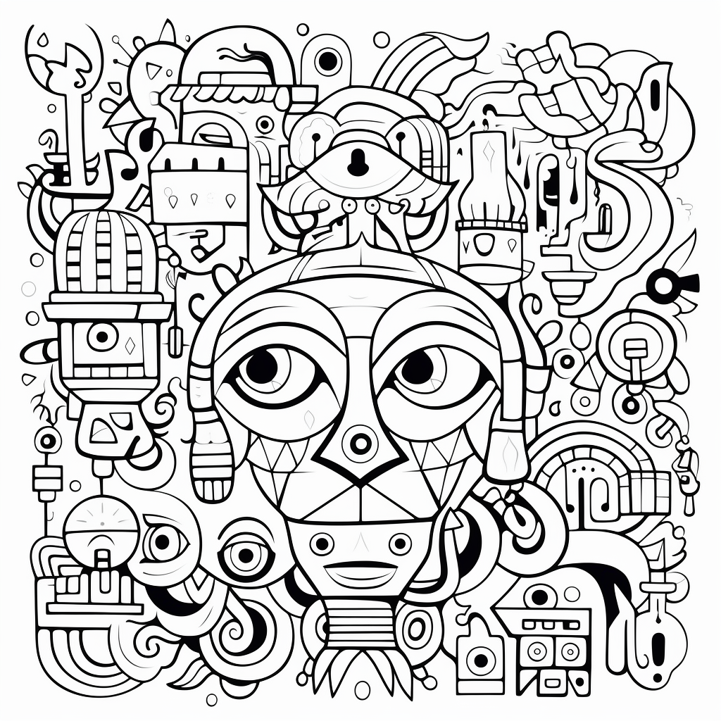 Doodle art coloring pages