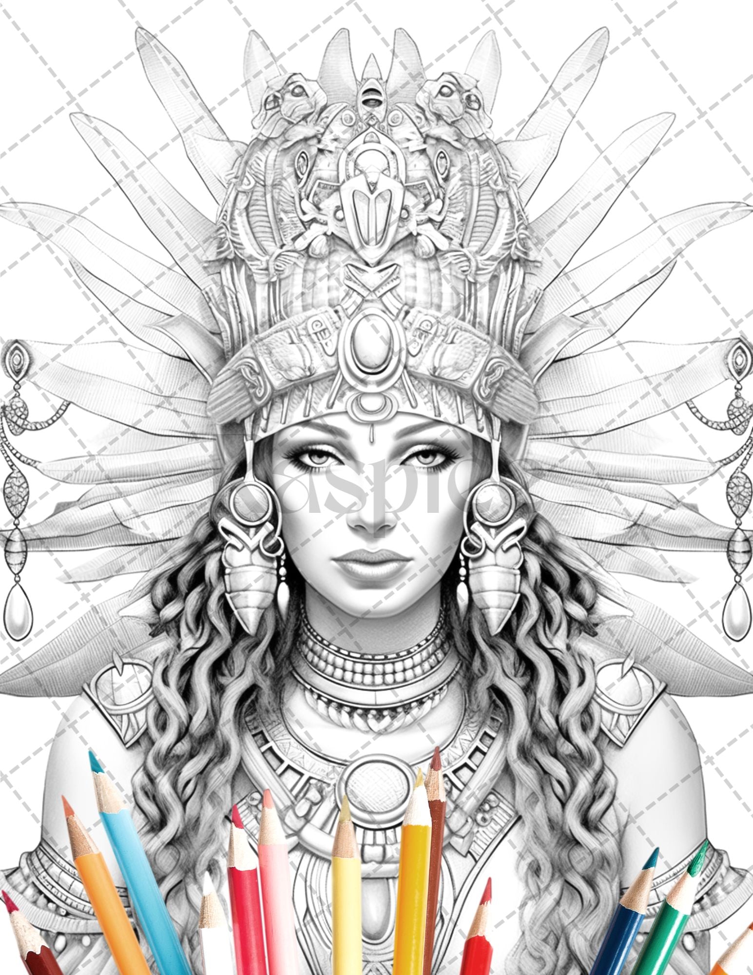 Ancient egyptian queens coloring book printable for adults graysca â coloring