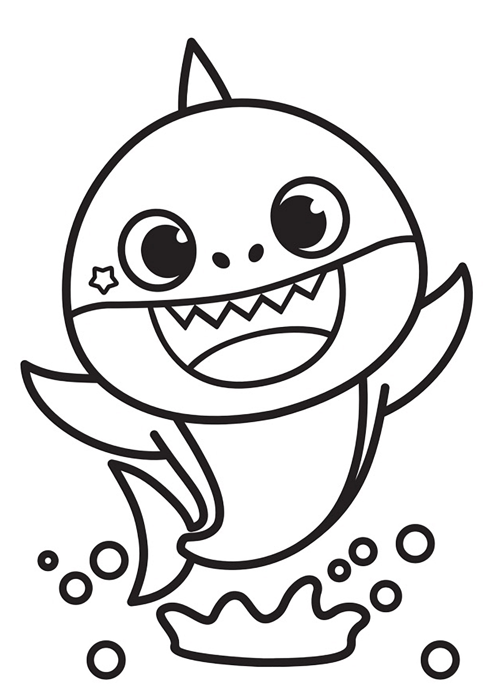 Coloriage simple de baby shark