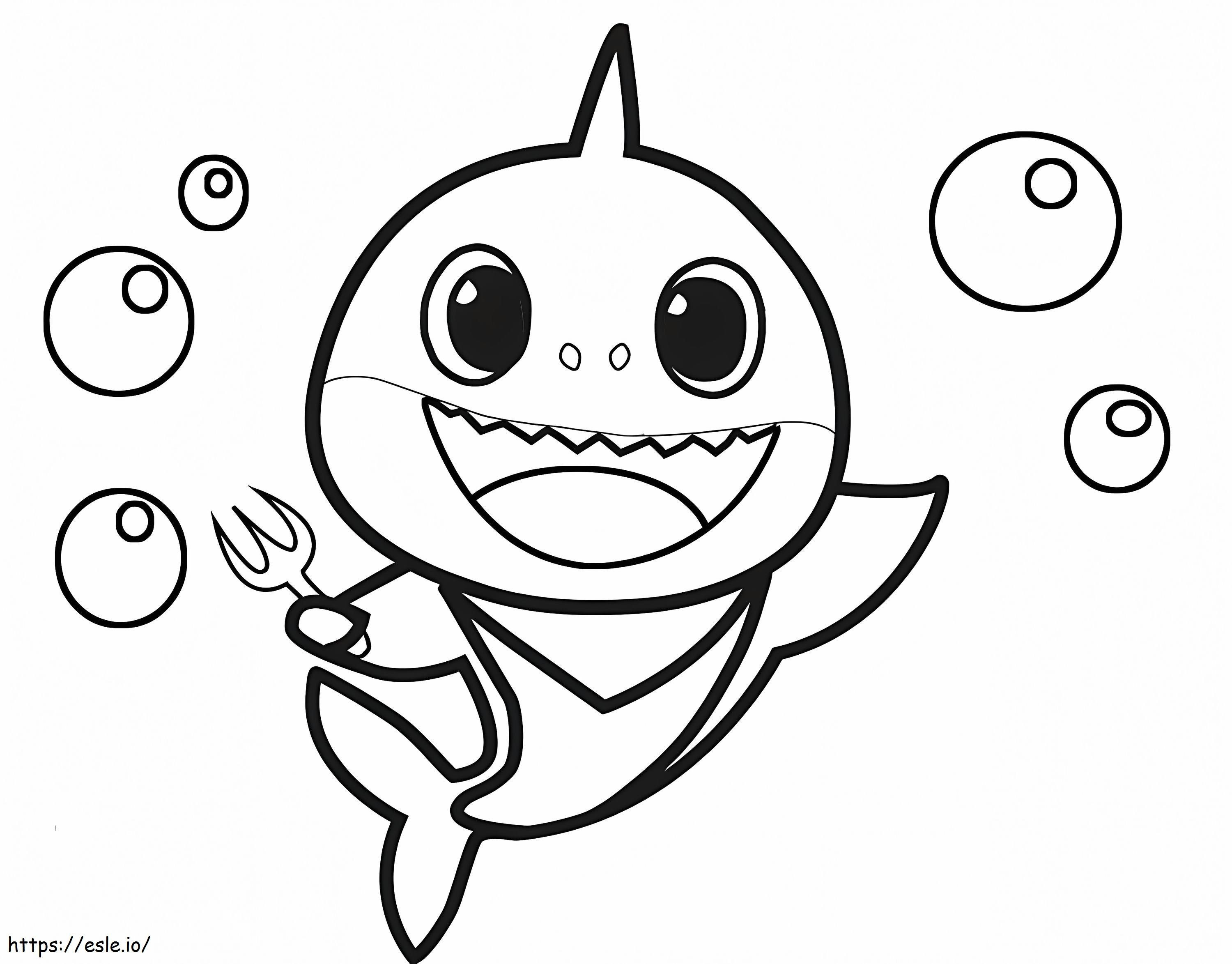 Cute baby shark coloring page