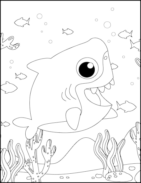Premium vector printable shark coloring pages for kids
