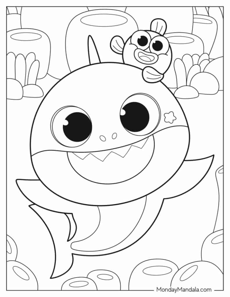 Baby shark coloring pages free pdf printables