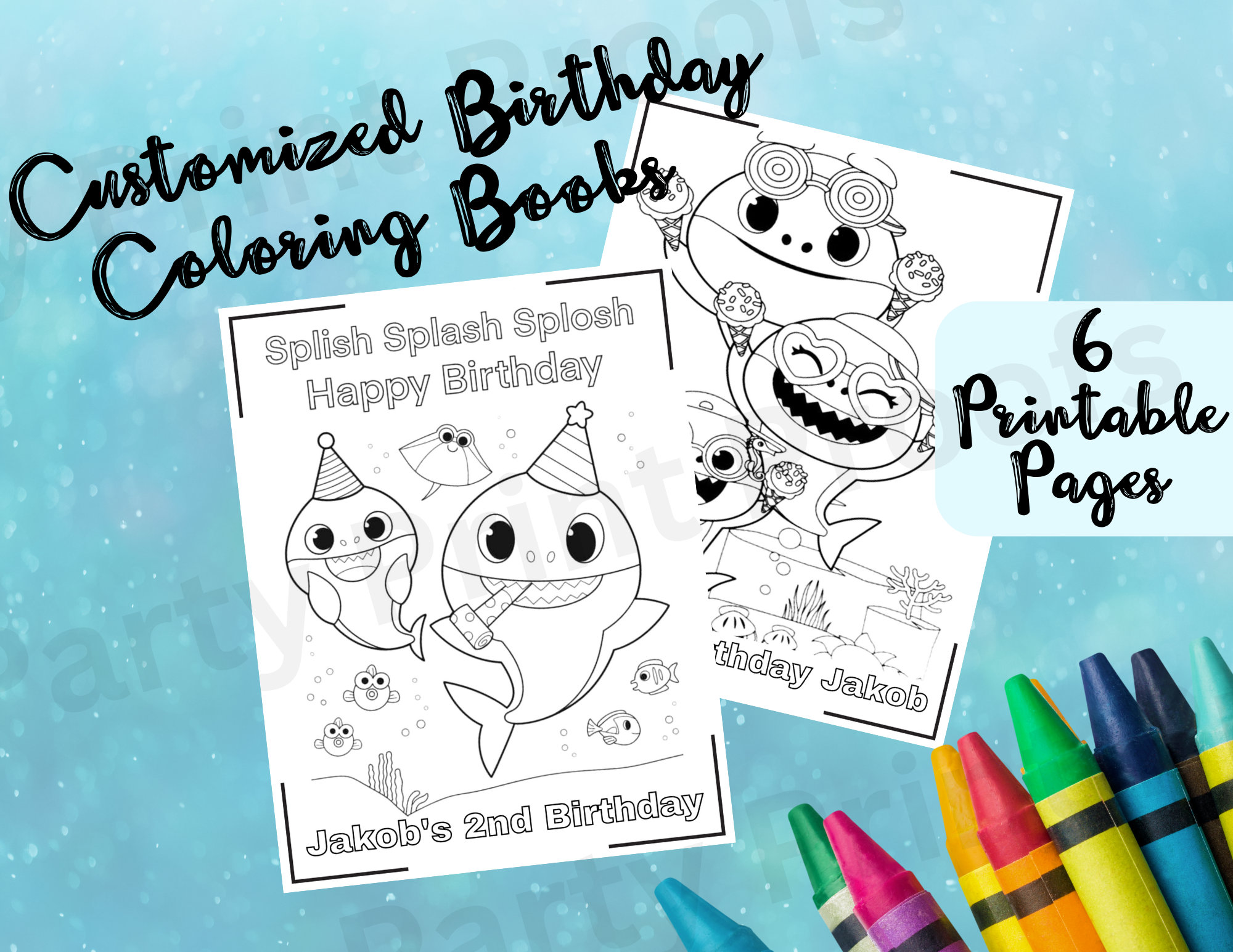 Baby shark coloring pages birthday party favors kids activity page kids coloring book baby shark birthday customizable favor pinkfong