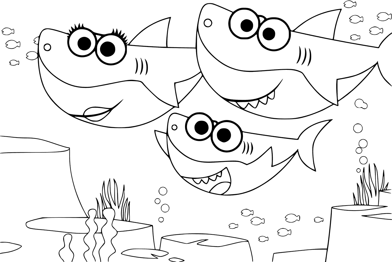 Baby shark coloring pages for free