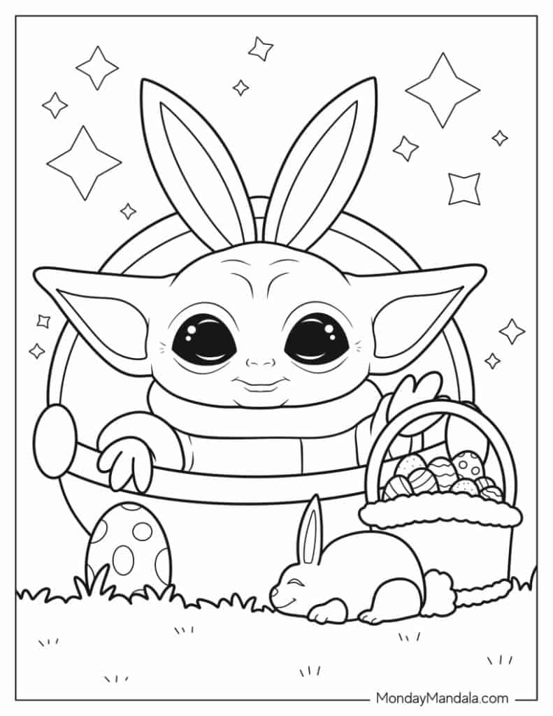 Baby yoda coloring pages free pdf printables