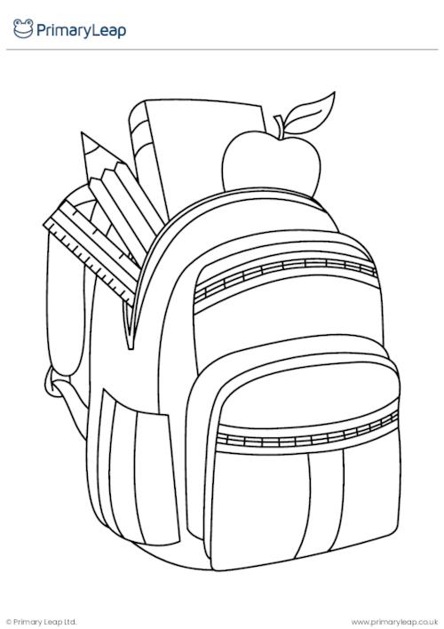 Art and craft back to school louring page backpack worksheet