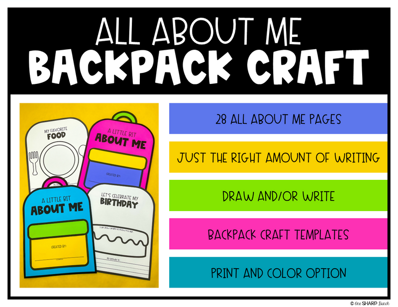 All about me back to school backpack craft and writing activities bull â schoolgirl style