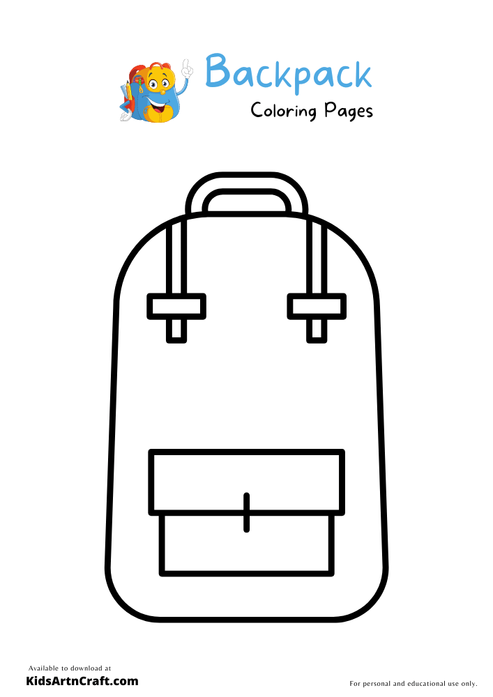 Backpack school bag coloring pages for kids â free printables