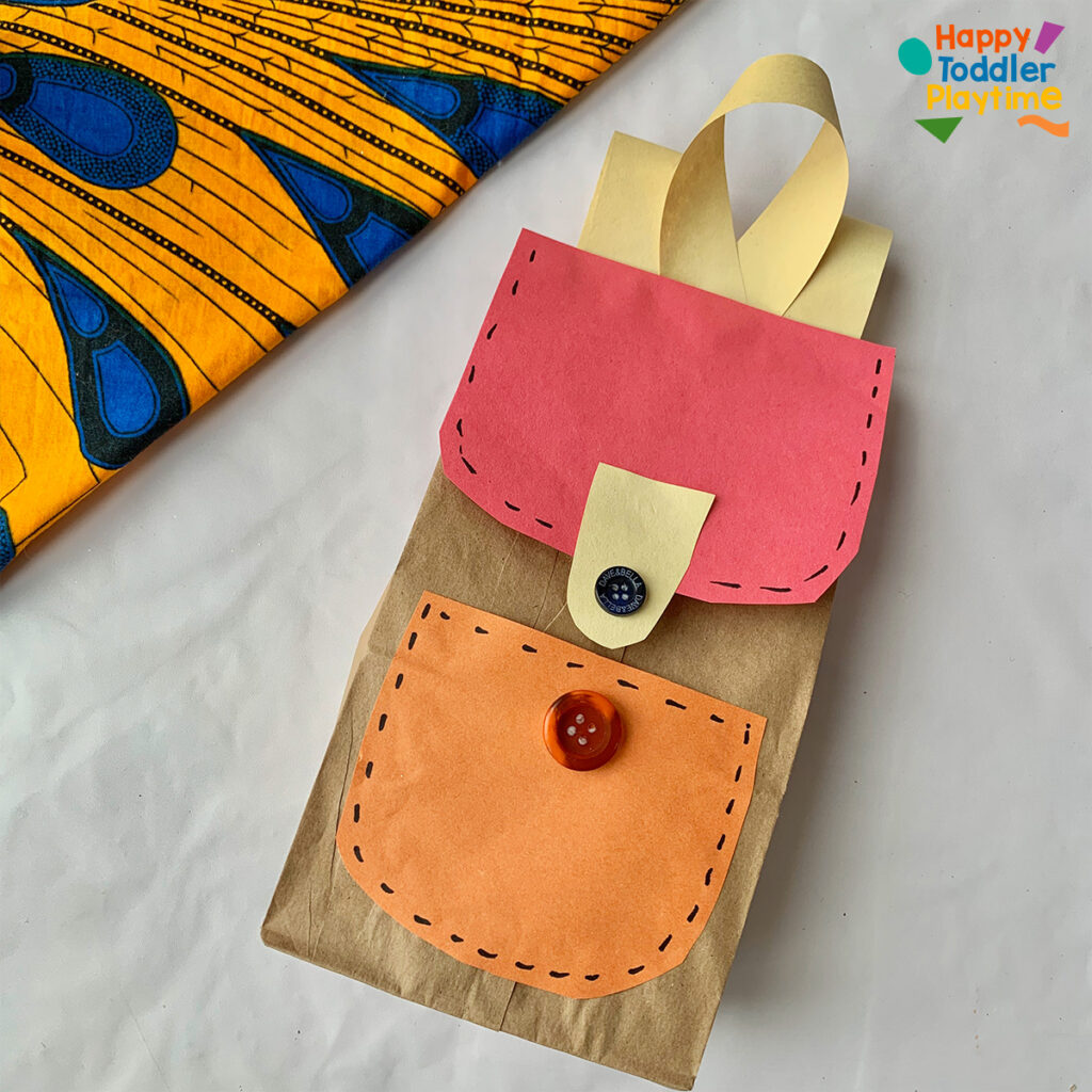 Paper bag backpack craft for kids