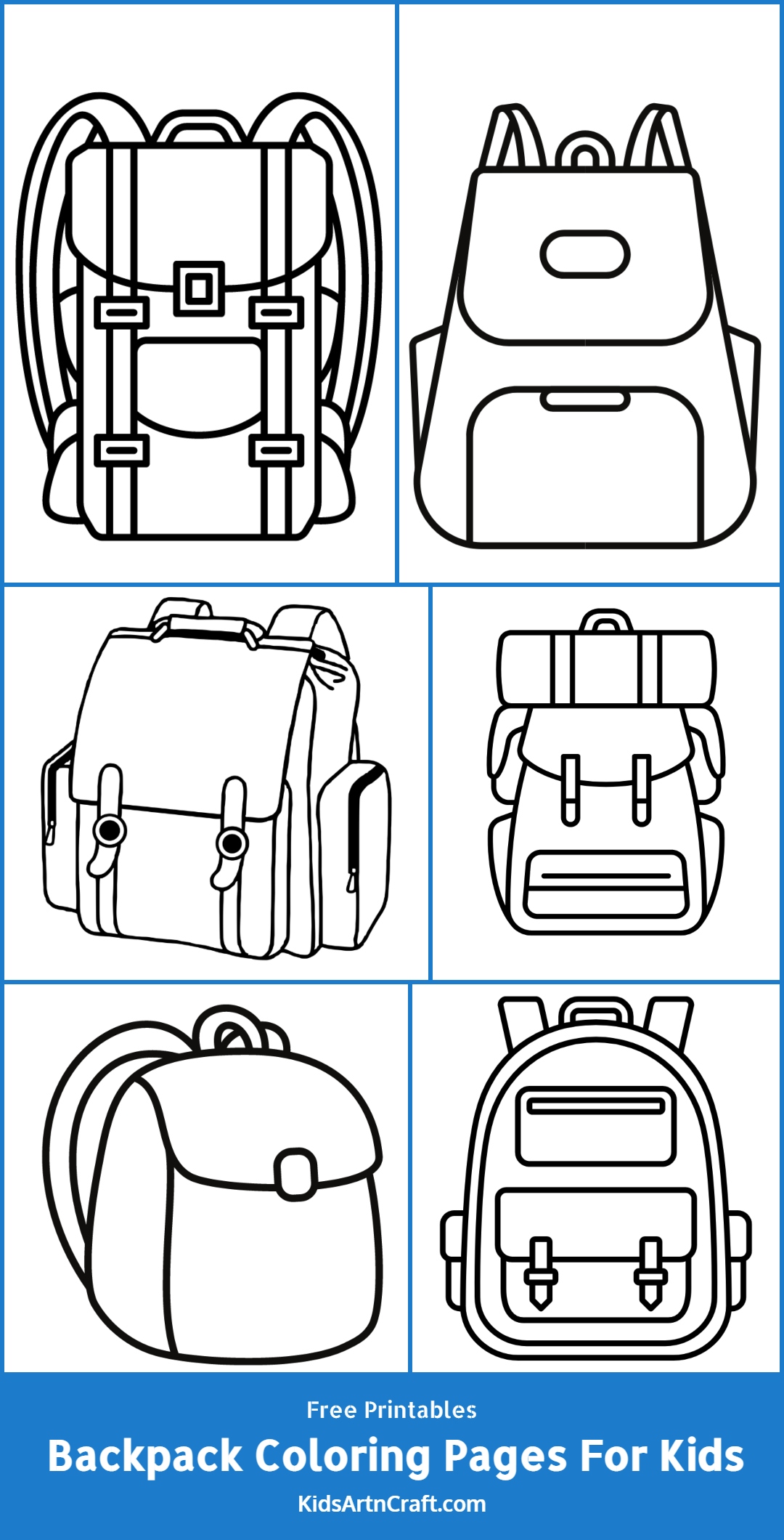 Backpack school bag coloring pages for kids â free printables