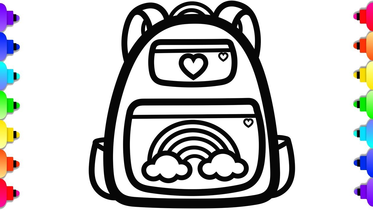 Glitter backpack coloring and drawing ðððback to school coloring page