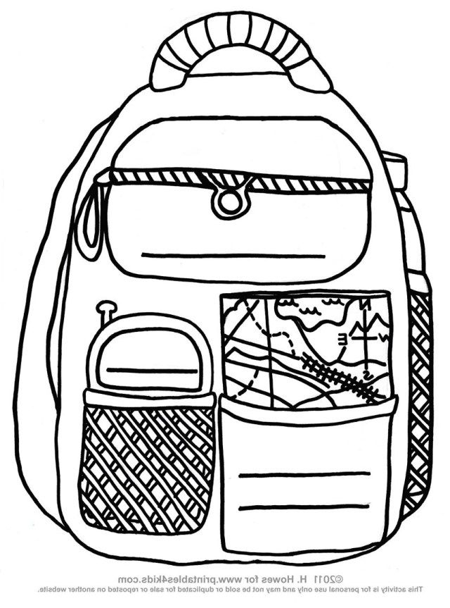 Colorful backpack coloring page