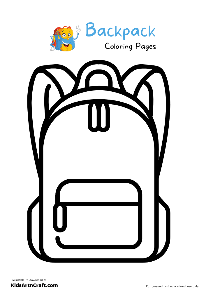 Backpack school bag coloring pages for kids â free printables
