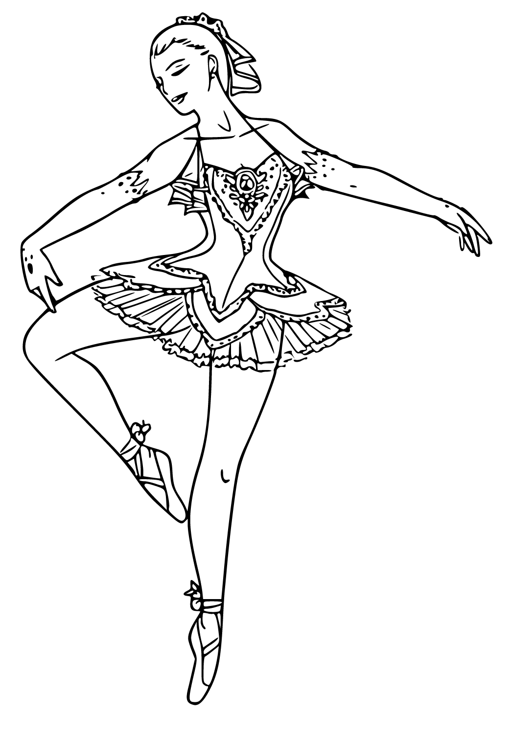 Free printable ballerina dress coloring page for adults and kids