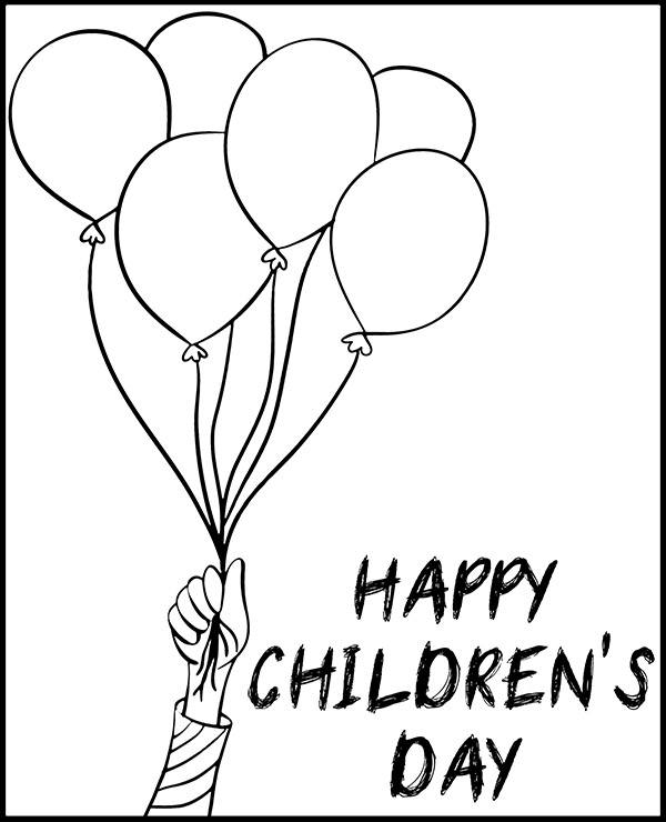 Balloons coloring page for childrens day